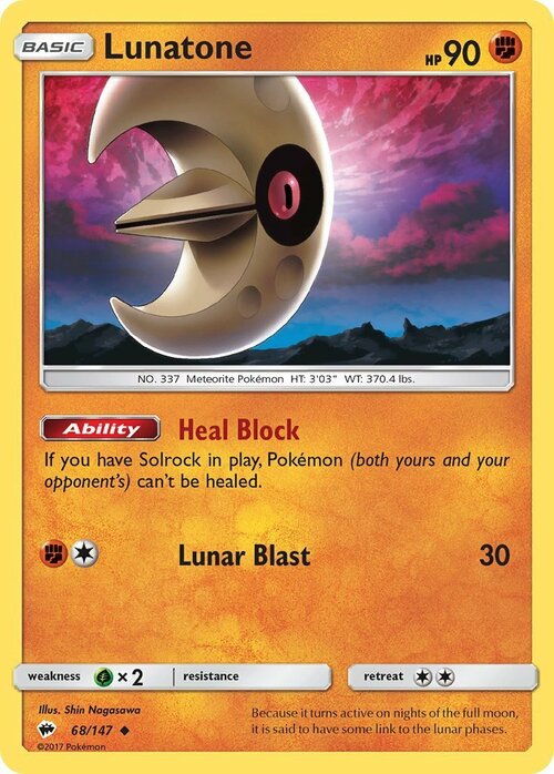 Lunatone [Heal Block | Lunar Blast] Card Front