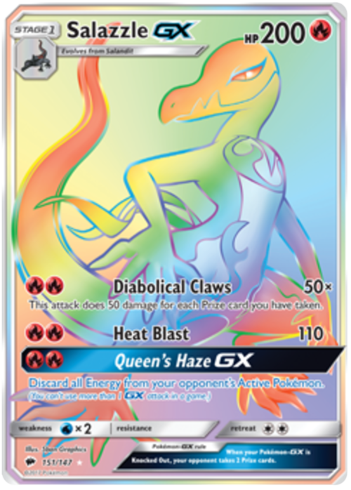 Salazzle GX [Diabolical Claws | Heat Blast | Queen's Haze GX] Card Front