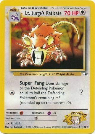 Lt. Surge's Raticate Card Front