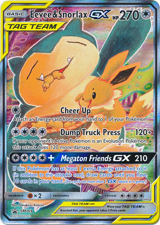 Eevee & SnorlaxTag Team GX Card Front