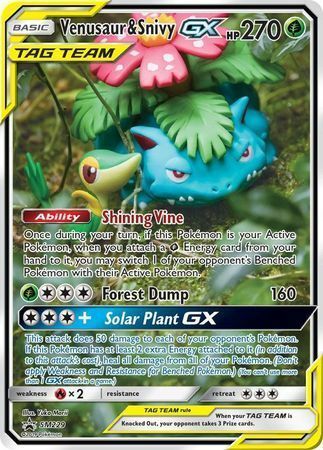 Venusaur & SnivyTag Team GX Card Front