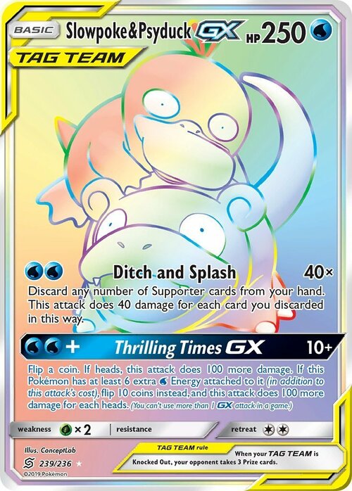 Slowpoke & Psyduck GX Card Front