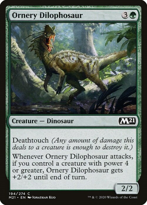 Ornery Dilophosaur Card Front