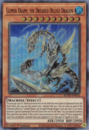 Gizmek Okami, the Dreaded Deluge Dragon Card Front