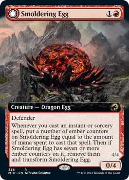 Smoldering Egg // Ashmouth Dragon Card Front