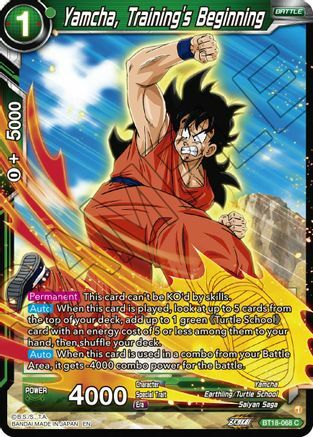 Yamcha, Training's Beginning Card Front