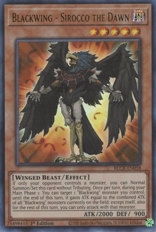 Blackwing - Sirocco the Dawn Card Front