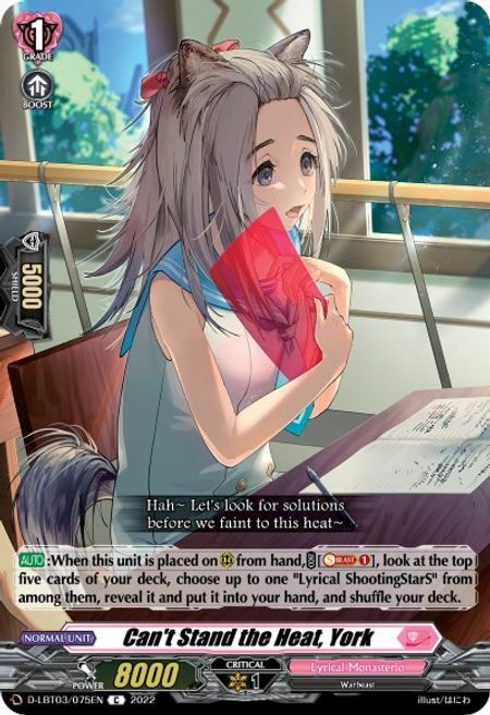 Can't Stand the Heat, York [D Format] Card Front