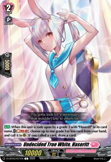 Undecided True White, Haseritt [D Format] Card Front