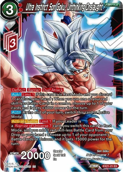 Ultra Instinct Son Goku, Unthinking Onslaught Card Front