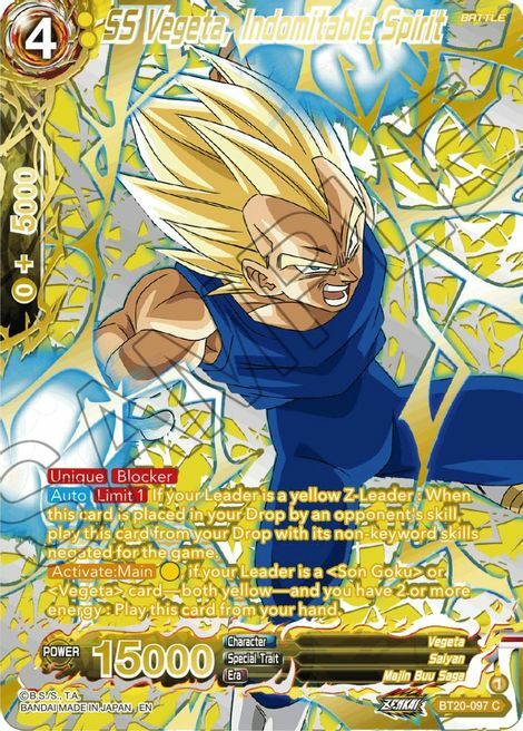 SS Vegeta, Indomitable Spirit Card Front