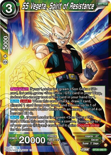 SS Vegeta, Spirit of Resistance Card Front