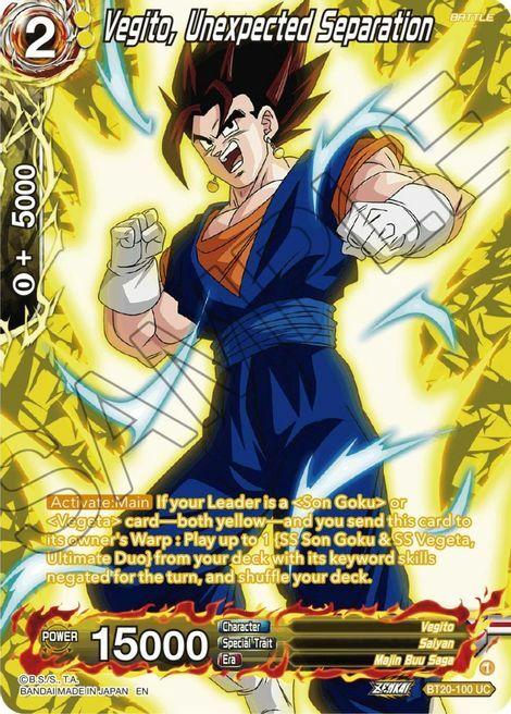 Vegito, Unexpected Separation Card Front