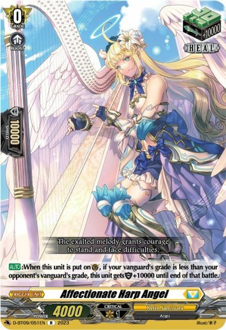 Affectionate Harp Angel Card Front