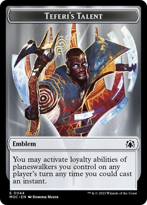 Teferi's Talent Emblem // Phyrexian Myr Card Front