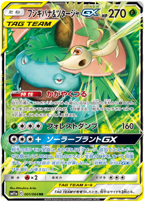 Venusaur & Snivy GX Card Front