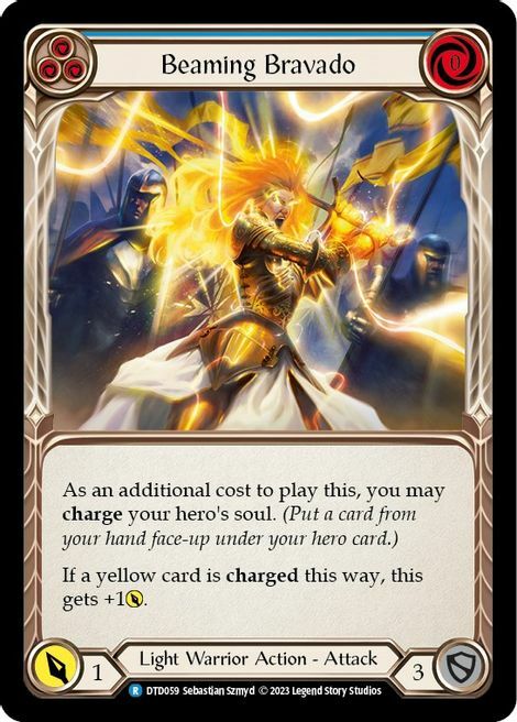 Beaming Bravado - Blue Card Front