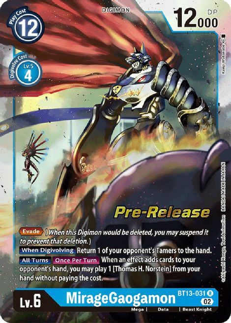 MirageGaogamon Card Front