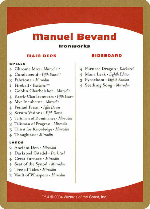 Manuel Bevand Decklist Card Front