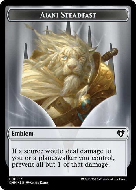 Ajani Steadfast Emblem // Wizard Card Front