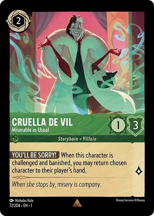 Cruella de Vil - Miserable as Usual Card Front