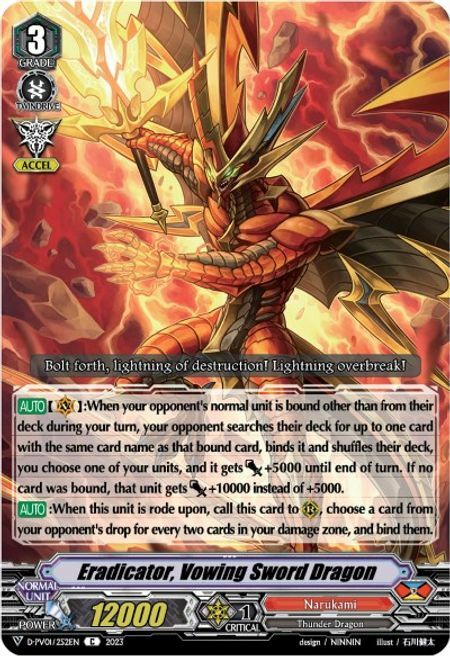 Eradicator, Vowing Sword Dragon Card Front