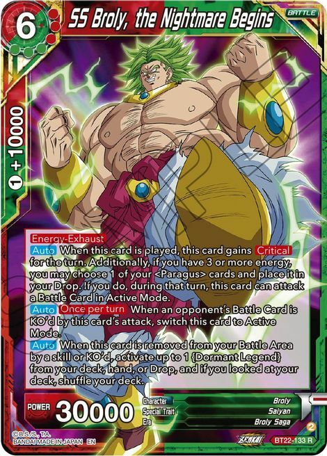 SS Broly, the Nightmare Begins Card Front