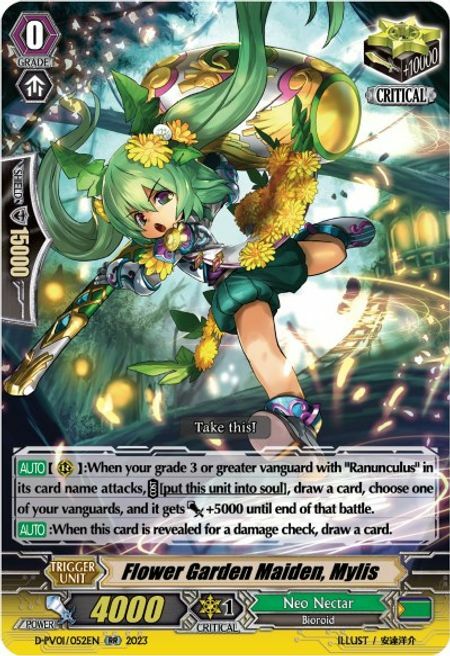 Flower Garden Maiden, Mylis Card Front