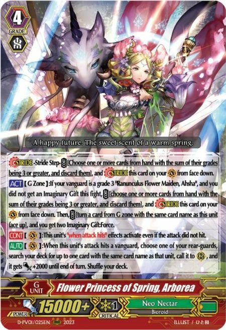 Flower Princess of Spring, Arborea Card Front