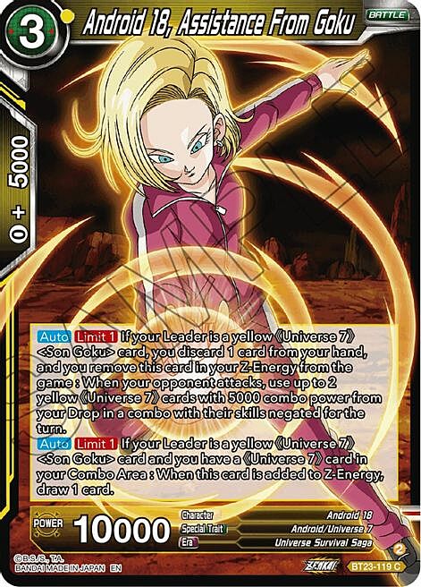 Android 18, Assistance From Goku Card Front