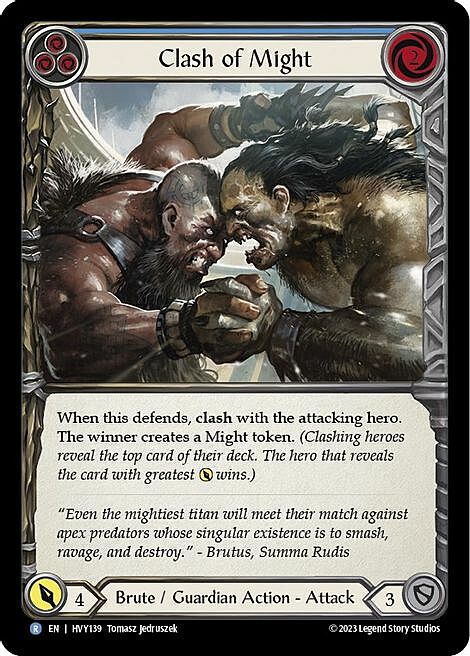 Clash of Might - Blue Card Front