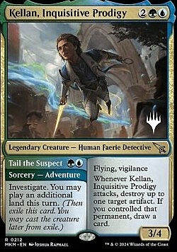 Kellan, Inquisitive Prodigy // Tail the Suspect Card Front