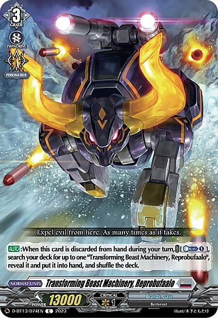 Transforming Beast Machinery, Reprobufaalo Card Front