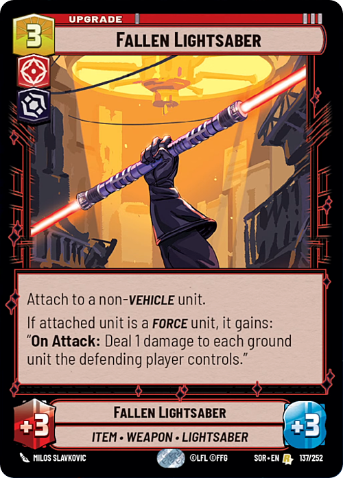 Fallen Lightsaber Card Front