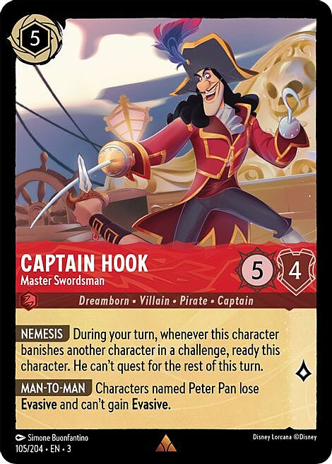 Captain Hook - Master Swordsman Card Front