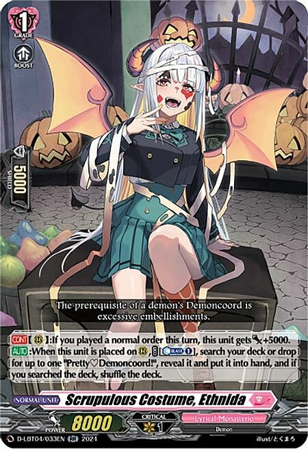 Scrupulous Costume, Ethnida Card Front