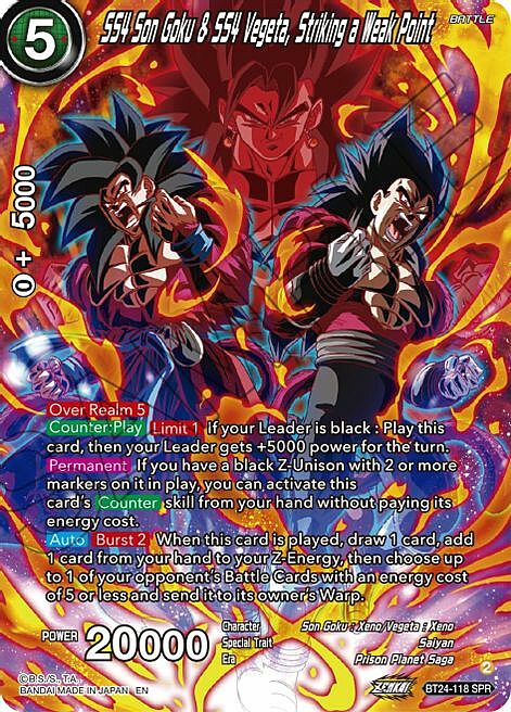 SS4 Son Goku & SS4 Vegeta, Striking a Weak Point Card Front