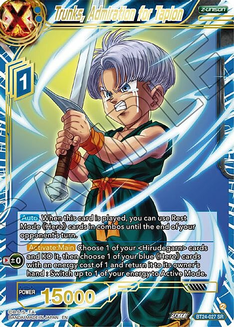 Trunks, Admiration for Tapion Card Front