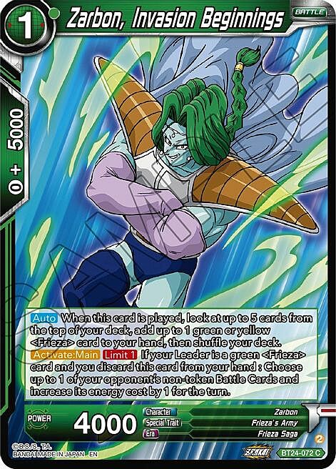 Zarbon, Invasion Beginnings Card Front