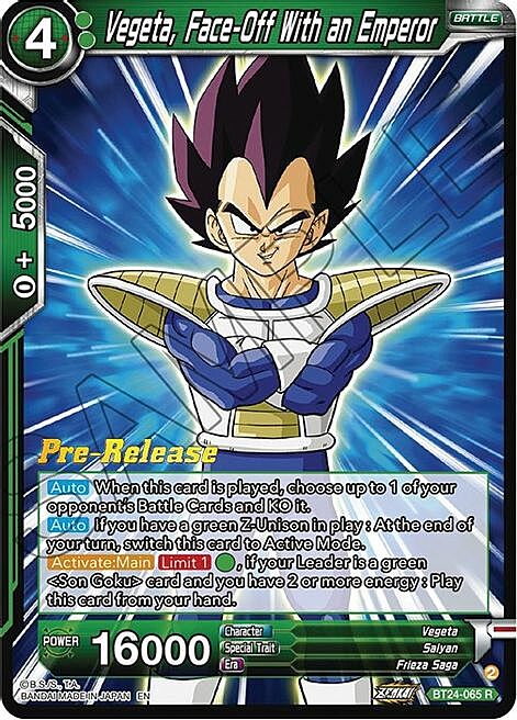 Vegeta, Face-Off With an Emperor Card Front