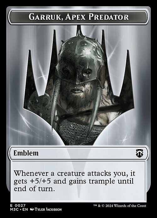 Garruk, Apex Predator Emblem // Saproling Card Front