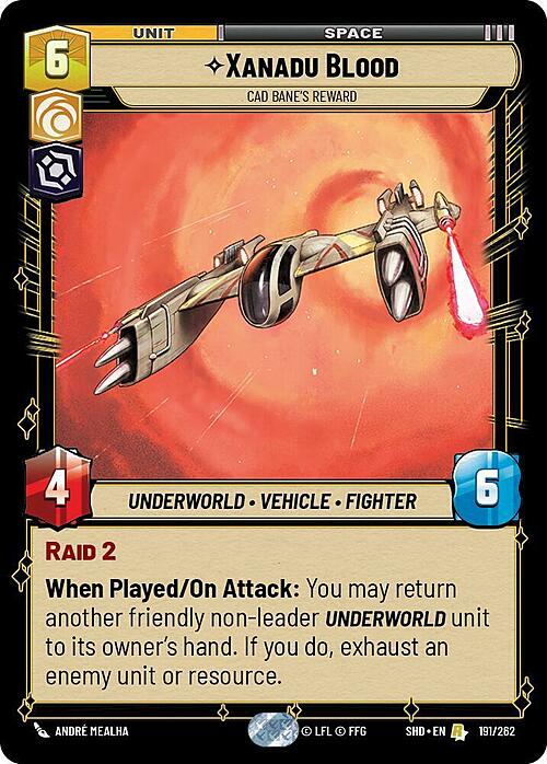 Xanadu Blood - Cad Bane's Reward Card Front