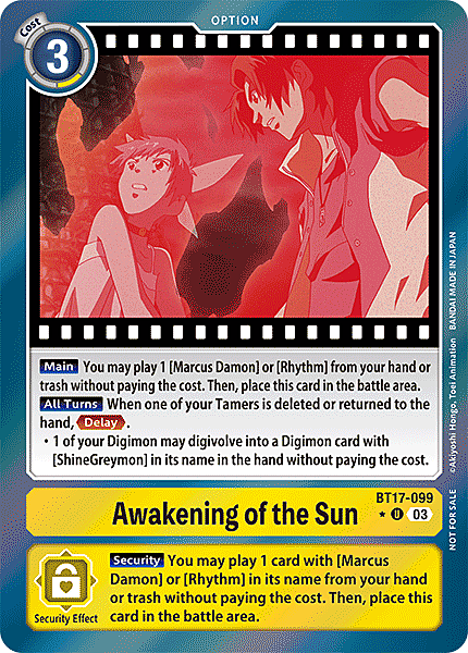 Awakening of the Sun Card Front