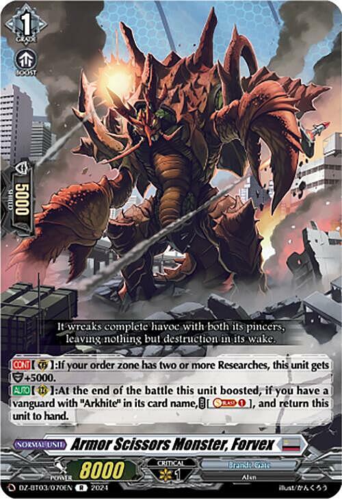 Armor Scissors Monster, Forvex Card Front