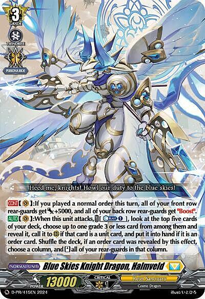 Blue Skies Knight Dragon, Halmveld Card Front