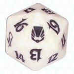 White Darksteel D20 Die